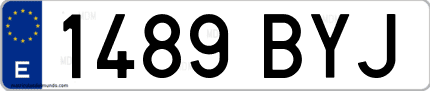 Ejemplo de matrícula de coche ordinaria 1489 BYJ