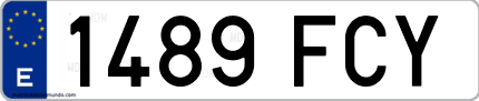 Ejemplo de matrícula de coche ordinaria 1489 FCY