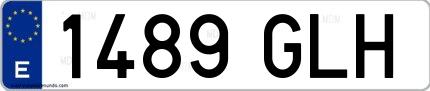 Ejemplo de matrícula española 1489 GLH