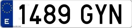 Ejemplo de matrícula española 1489 GYN