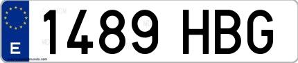 Ejemplo de matrícula española 1489 HBG