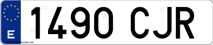 Ejemplo de matrícula de coche ordinaria 1490 CJR