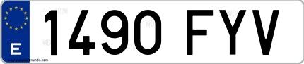 Ejemplo de matrícula española 1490 FYV