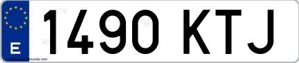Ejemplo de matrícula española 1490 KTJ