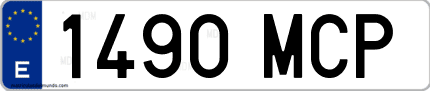 Ejemplo de matrícula de coche ordinaria 1490 MCP