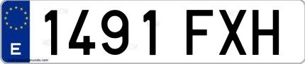 Ejemplo de matrícula española 1491 FXH