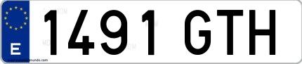 Ejemplo de matrícula española 1491 GTH