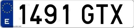 Ejemplo de matrícula española 1491 GTX