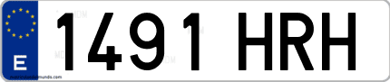 Ejemplo de matrícula de coche ordinaria 1491 HRH
