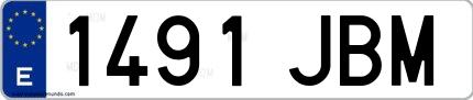 Ejemplo de matrícula española 1491 JBM