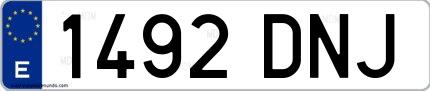 Ejemplo de matrícula española 1492 DNJ
