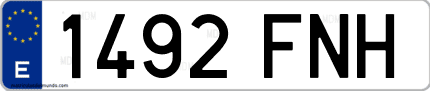 Ejemplo de matrícula de coche ordinaria 1492 FNH