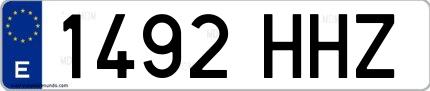 Ejemplo de matrícula española 1492 HHZ