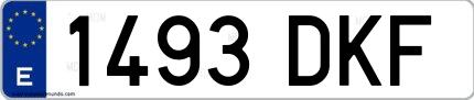 Ejemplo de matrícula española 1493 DKF
