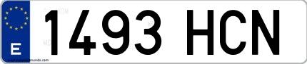 Ejemplo de matrícula española 1493 HCN