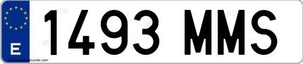 Ejemplo de matrícula española 1493 MMS