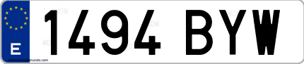 Ejemplo de matrícula de coche ordinaria 1494 BYW