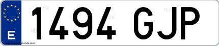 Ejemplo de matrícula española 1494 GJP