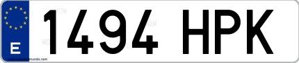Ejemplo de matrícula española 1494 HPK