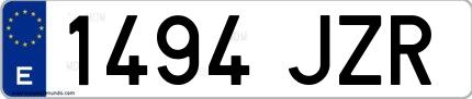 Ejemplo de matrícula española 1494 JZR