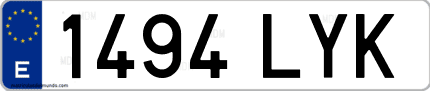 Ejemplo de matrícula de coche ordinaria 1494 LYK