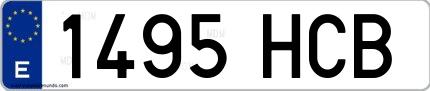 Ejemplo de matrícula española 1495 HCB