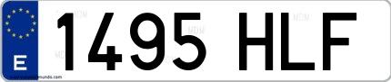 Ejemplo de matrícula española 1495 HLF