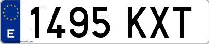 Ejemplo de matrícula española 1495 KXT
