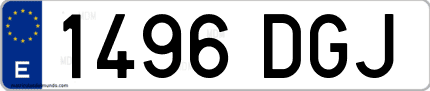 Ejemplo de matrícula de coche ordinaria 1496 DGJ