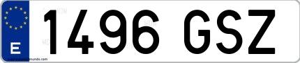 Ejemplo de matrícula española 1496 GSZ