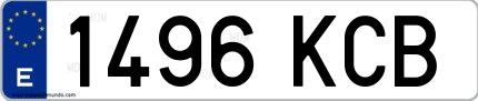 Ejemplo de matrícula española 1496 KCB