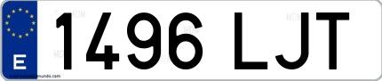 Ejemplo de matrícula española 1496 LJT
