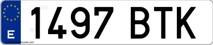 Ejemplo de matrícula española 1497 BTK