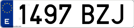 Ejemplo de matrícula de coche ordinaria 1497 BZJ