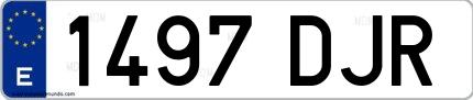 Ejemplo de matrícula española 1497 DJR