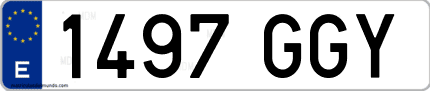Ejemplo de matrícula de coche ordinaria 1497 GGY