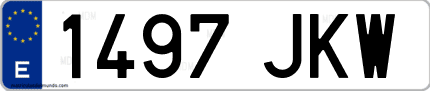 Ejemplo de matrícula de coche ordinaria 1497 JKW