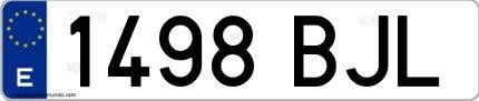Ejemplo de matrícula española 1498 BJL