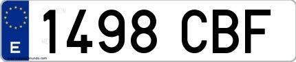 Ejemplo de matrícula española 1498 CBF