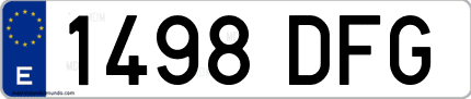 Ejemplo de matrícula de coche ordinaria 1498 DFG