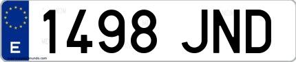 Ejemplo de matrícula española 1498 JND