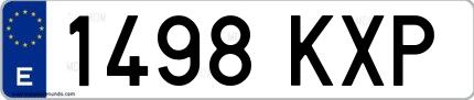 Ejemplo de matrícula española 1498 KXP
