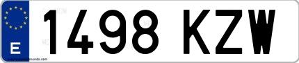 Ejemplo de matrícula española 1498 KZW