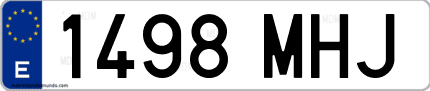 Ejemplo de matrícula de coche ordinaria 1498 MHJ