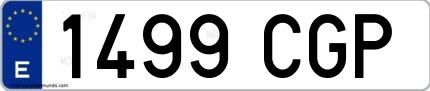Ejemplo de matrícula española 1499 CGP