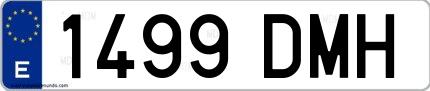 Ejemplo de matrícula española 1499 DMH