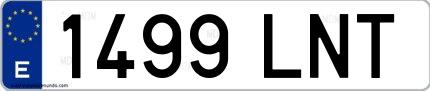 Ejemplo de matrícula española 1499 LNT