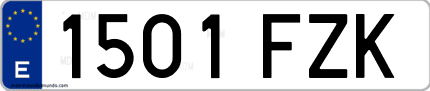 Ejemplo de matrícula de coche ordinaria 1501 FZK