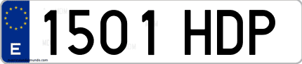 Ejemplo de matrícula de coche ordinaria 1501 HDP