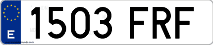 Ejemplo de matrícula de coche ordinaria 1503 FRF